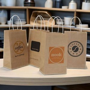 Bolsa de Papel Kraft Natural para Flores, Bolsas de Papel Marrón al por Mayor, Bolsas de Compras para Minoristas con Nombre de Marca Impreso - Product Image 1
