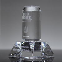 Trofeo de Cristal de Lujo Personalizado con Texto y Logotipo, Modelo de Lata de Cerveza