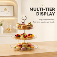 Support à gâteaux et fruits en verre trempé à 2 ou 3 niveaux, design personnalisé