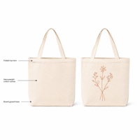 Sac fourre-tout en toile de coton pour femmes avec imprimé botanique personnalisé et ourlet supérieur plié pour les courses quotidiennes et les sorties au marché