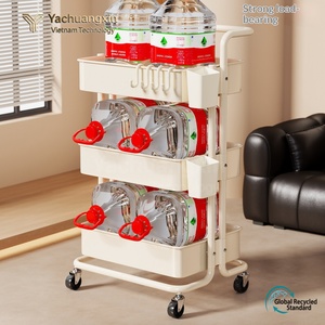Multifunctional Plastic <b>Storage</b> <b>Cart</b> With Wheels For Beverage Bottles Large Capacity Modern Design Floor Standing Organizer - Product Image 5
