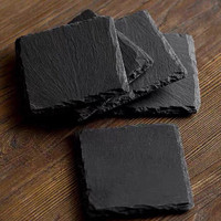 Sous-verres en ardoise noire gravée au laser pour décoration de fête de mariage