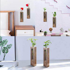 กระถางปลูกต้นไม้แก้วแบบแขวนผนังแนวเรโทร,แจกันหน่อดอกไม้ท่อทดสอบไม้เนื้อแข็งแจกันปลูกต้นไม้ในขวดแก้วตั้งโต๊ะ - Product Image 6