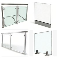 Système de balustrade en verre trempé poli miroir sans cadre en aluminium et acier inoxydable au design moderne pour escalier