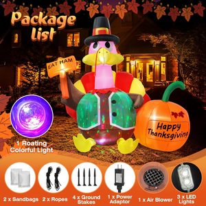 Pavo Gigante Inflable de 6 Pies para Acción de Gracias con Luces LED Giratorias de Colores para Decoración de Jardín Interior y Exterior en Otoño - Product Image 5