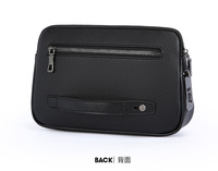 Sac à main pour homme en cuir véritable et nylon, avec fermeture éclair, antivol, intelligent, avec lecteur d'empreintes digitales, portable, imperméable - Simple