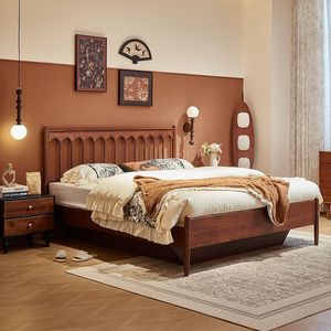 Cama de Plataforma Moderna Francesa de Madera Maciza con Diseño Ecológico en Roble <span class=keywords><strong>para</strong></span> Muebles de Dormitorio Principal - Product Image 1