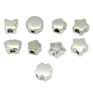 Perles étoiles en acier inoxydable à trou ouvert, pendentifs ronds, fleurs et papillons, accessoires de bijouterie pour la fabrication de bracelets et de colliers - Product Image 1