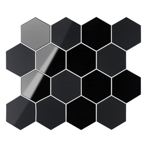 Foshan Factory SPC Mosaic <b>Tile</b> Black Mirror and Matte Hexagon Peel-and-Stick <b>Tiles</b> Self-Adhesive Wall <b>Tiles</b> for Wall Decoration - Product Image 1