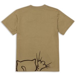 T-shirt da uomo e da donna a maniche corte con stampa gatto color sabbia kaki, abbigliamento casual - Product Image 1