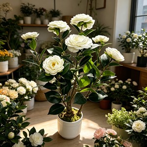 ดอกคามิเลียสีขาวสวยหรูอ่อนช้อย พร้อมกลีบดอกที่หนาแน่นเป็นชั้นๆ เหมาะสำหรับตกแต่งงานเลี้ยง ตกแต่งหน้าต่าง ห้องนอน และสวน - Product Image 3