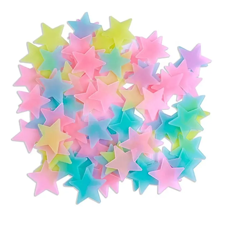 Wholesale 100Pcs DIY Luminous Self-Adhesive Wall Decals Fluorescent Noctilucent Star Wall Sticker For Girls Boys Bedroom Decor