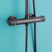 Ensemble robinet de douche thermostatique, noir, pour la salle de bains