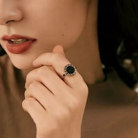 Simple Stylish Roman Numeral Black Shell Ring 18K Gold Plated Stainless Steel Anti-fading Fashionable Women's Party Couple Ring