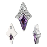 Labret Titanium CNC Set Kite CZ et Tear Drop CZ Combined Helix 16G Internally Thread Lip Ring Top Jewelry