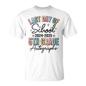 T-shirt avec autographe du dernier jour d'école pour garçons et filles de 5e année 2024-2025 - Product Image 1