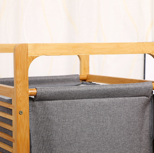 Panier <span class=keywords><strong>à</strong></span> <span class=keywords><strong>linge</strong></span> <span class=keywords><strong>à</strong></span> cadre en bambou, salle de bain, chambre <span class=keywords><strong>à</strong></span> coucher, <span class=keywords><strong>bac</strong></span> de rangement pour vêtements sales avec housse en tissu - Product Image 5