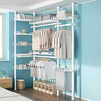 DIY Kombinations-Kleiderschrank Kleiderständer Metallgarderobe Schlafzimmer Kleiner Stehender Schwerlast-Kleiderständer zum Aufhängen von Kleidung