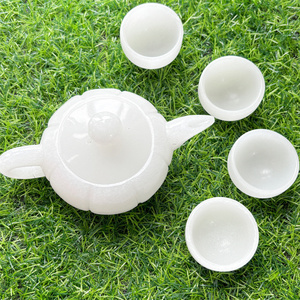 Hot Selling Crystal Natural Healing <strong>Stone</strong> Carvings White <strong>Jade</strong> Tea Set for Home Decoration - Product Image 3