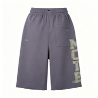Shorts en molleton gris bleu délavé style vintage, coupe large, 100 % coton imprimé, taille élastique, style streetwear