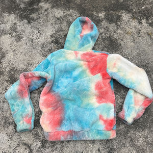 Sudadera con Capucha <span class=keywords><strong>de</strong></span> Sherpa Tie Dye para Hombre YTS, Sudadera <span class=keywords><strong>de</strong></span> Forro Polar Suave con Letra <span class=keywords><strong>de</strong></span> Chenilla, Sudadera con Capucha Cálida <span class=keywords><strong>de</strong></span> Invierno, Fábrica OEM - Product Image 4
