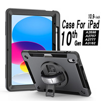[Étui pour tablette robuste] 360 étui pour tablette antichoc rotatif pour Ipad 10.9 pouces 10 génération Gen Case