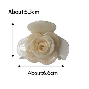 مشبك شعر أسيتات بتصميم زهور، ملمس لامع، قبضة قوية، إكسسوارات شعر للاستخدام اليومي للشعر متوسط إلى كثيف - Product Image 5