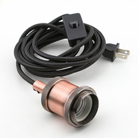 Support de lampe suspendue LED/Incandescente en aluminium, base à vis antique E26/E27 250V, avec cordon style Edison pour usage intérieur/extérieur