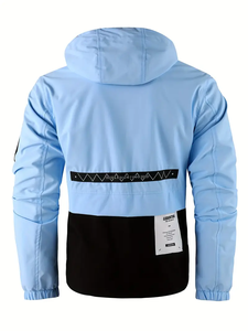 Dropshipping Veste légère pour homme-Décontractée multi-poches avec capuche détachable, fermeture éclair, polyester-Parfait pour le printemps - Product Image 4