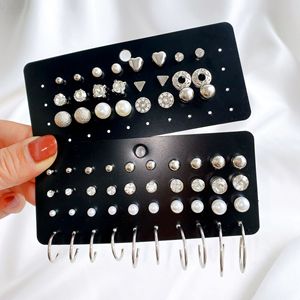 Nouvelles boucles d'oreilles transfrontalières pour le commerce extérieur, ensemble de 20 paires de boucles d'oreilles en imitation perle et zircon - Product Image 4