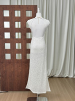Produit tendance Ocstrade, robe décontractée blanche pour femmes, robe maxi décontractée élégante et sexy à dos ouvert, col rond, sans manches, coupe droite