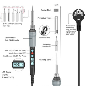98-in-1 điện hàn sắt Kit có thể điều chỉnh nhiệt độ hiển thị kỹ thuật số hàn tuốc nơ vít Công cụ nhíp Kìm chúng tôi/EU - Product Image 2