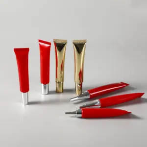 Free Sample Red Plastic Cosmetic Tube Empty 20ml Soft Tube Eye Cream Squeeze Tubes With Twist off Tip Top