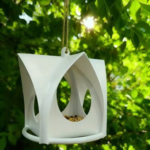3D Printed Outdoor Hanging <b>Bird</b> Feeder White Plastic Durable Design For Pet <b>Birds</b> Rounded Shape With Drainage Hole - Product Image 2