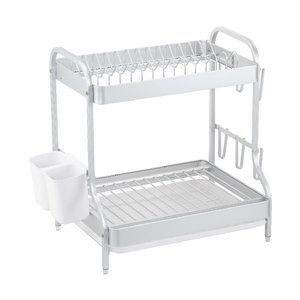 Escurridor de Platos de Cocina de Aluminio Resistente a la Oxidación, Escurridor de Metal de Doble Capa para Encimera con Función de Drenaje, Desmontable y Vertical - Product Image 5