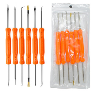 Ensemble d'outils auxiliaires de soudage, 6 pièces, poignée en plastique Orange, pour dessoudage de cartes électroniques et Kit de réparation par soudage - Product Image 5