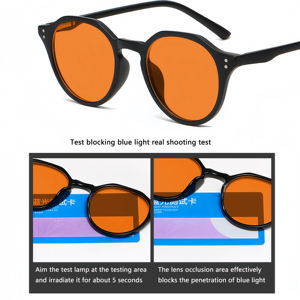 Montures optiques unisexes anti-lumière bleue à monture complète avec motif géométrique orange, design de mode personnalisé avec logo, classiques en gros - Product Image 4