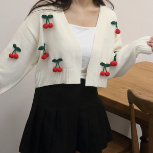 OEM biểu tượng tùy chỉnh thiết kế trọng lượng nhẹ Cherry dệt kim cardigan cho Phụ nữ mùa hè mỏng mở phía trước áo Len Handmade phẳng dệt kim - Product Image 2