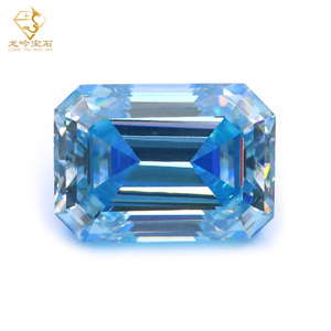 Smeraldo taglio Moissanite sciolto placcato <span class=keywords><strong>blu</strong></span>/<span class=keywords><strong>rosa</strong></span>/giallo di colore Moissanite pietre VVS Moissanite diamanti con GRA - Product Image 2