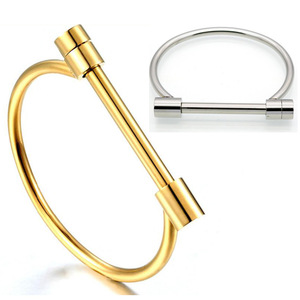 18K PVD Gold Plated Stainless Steel Cuff Bangle for Women with Unique Horseshoe Shape & <b>Threaded</b> <b>Lock</b> System | Trendy & Durable - Product Image 1