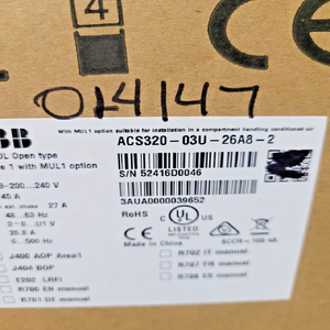 Controlador PLC Nuevo de 7.5 HP, 230V, 45A, <span class=keywords><strong>3</strong></span> Fases, Sin Teclado, ACS320-03U-26A-8-<span class=keywords><strong>2</strong></span>, Producto de Automatización Industrial * en Stock - Product Image 1