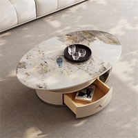 Meubles de salon, nouvelle table basse moderne de luxe en travertin, table basse en bois, tables basses en marbre avec tiroir