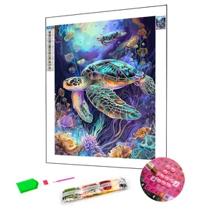 Derin deniz hayvanlar soyut DIY elmas boyama kiti kaplumbağalar fotoğrafları kristal boyama elmas nakış ev dekor duvar sanatı