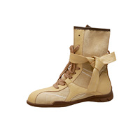 Nouvelles bottes Martin en cuir véritable rétro à blocs de couleur, à lacets et fermeture éclair latérale, style Wasteland, chaussures polyvalentes pour le quotidien