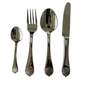 Ensemble de couverts en acier inoxydable 4 pièces, finition miroir argentée, réutilisables, sans BPA, pour usage en restaurant - Product Image 1