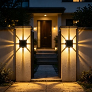 Hot selling black IP65 waterproof solar wall <b>light</b> 8LED outdoor staircase <b>corridor</b> and garden decoration LED <b>light</b> - Product Image 4
