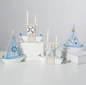14CM Sailing craft Ornaments Mediterranean style wooden sailing model medium cake baking ornaments