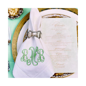 Servilletas de lino y algodón hechas a mano con logotipo personalizado, servilletas reutilizables con estampado Bayish para fiestas, lavables en rojo y blanco para bodas - Product Image 4