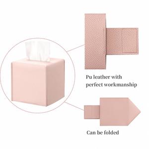 Moderna Funda de Cuero Rosa para Caja de Pañuelos, Organizador Cuadrado con Soporte en Forma de Coche para Almacenamiento Decorativo en el Hogar - Product Image 3