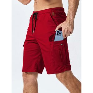 FOXA Mens Casual Cargo Shorts Cotton Drawstring Stretch Summer Beach Shorts With 5 Pockets - Product Image 3